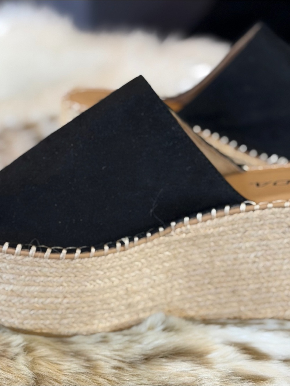 Soda Black Suede Platform Espadrille Slide - Picture 4 of 6